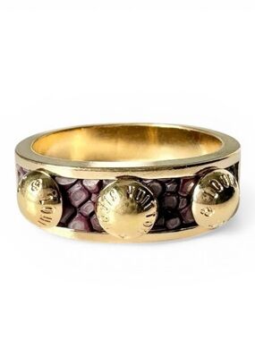 Louis Vuitton Engraved Gold & Purple Stingray Leather Ring Size 8 (L)